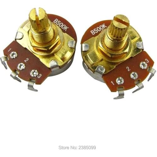 B500K Guitar Bass Split Shaft Guitar Pots Full Potentiometers 18mm (2pcs,Golden )
