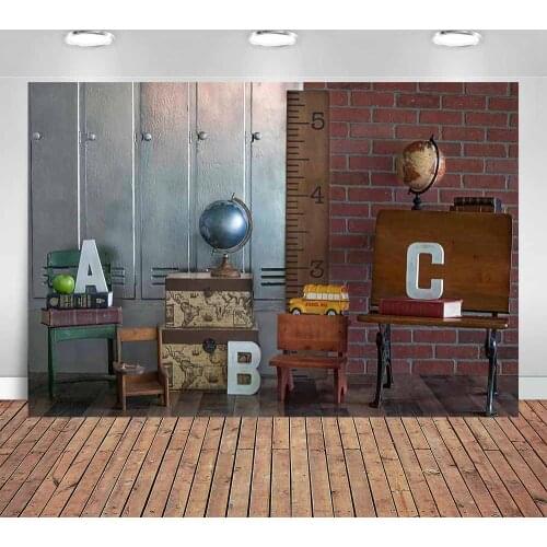 Back To School A B C Letters Decoration Wooden and Brick Wall Background Backdrop for Taking Photo of Newborn Photo Booth Props