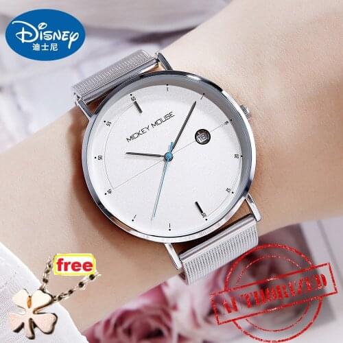 Disney Mickey MOUSE neutral Quartz Watches AutoDate Stainless Steel Mesh Wristwatches men women Female Lady Bracelet Watch Reloj