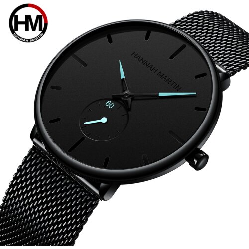Wrist Waterproof Vintage Watches Gifts For Men Pilot 2020 Luxury Thin Steel Net Boy Child Second Hand Chronograph Black Male
