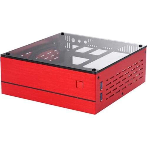 B01 Mini ITX Computer Case Chassis Aluminum/Glass Briefcase Home Theater Computer Box Desktop PC Enclosure