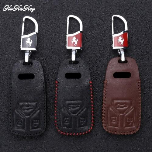 Genuine Leather Car Key Case Cover For Audi A4 B6 B7 B8 B9 A1 A3 8V A5 Q5 Q8 Q3 S5 A6 C6 4F C7 C5 Key Chain Holder Accessories