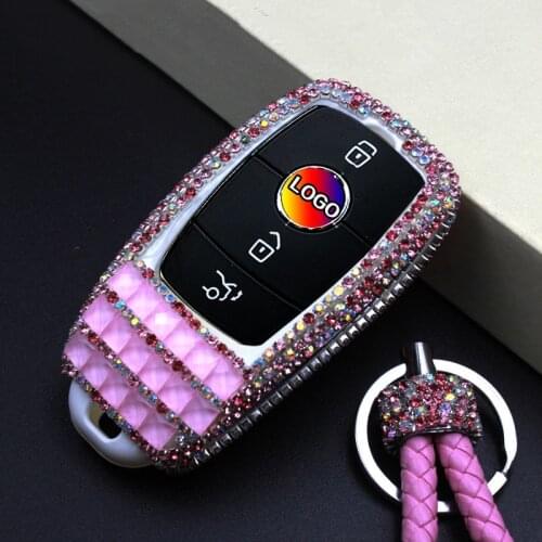 For Mercedes Benz E Class W213 E200 E260 E300 E320 Car-Styling Accessories Luxury Diamond Bling Key Case Holder Ring For