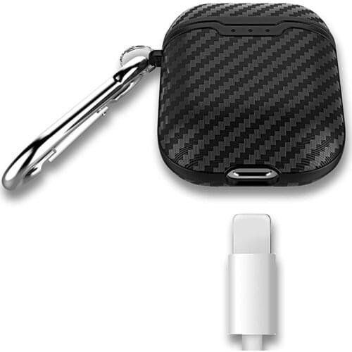 2020 Carbon Fiber Style Earphone Case for Airpods 1 2 Case Business Soft TPU Full Protective Case for Airpods 2 Cover Soft Case