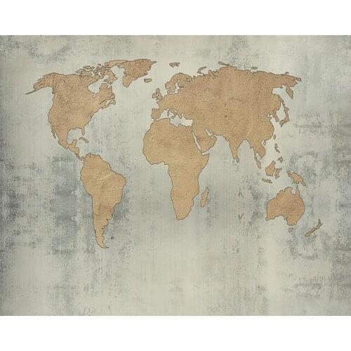 Decorative wallpaper Retro style world map background wall