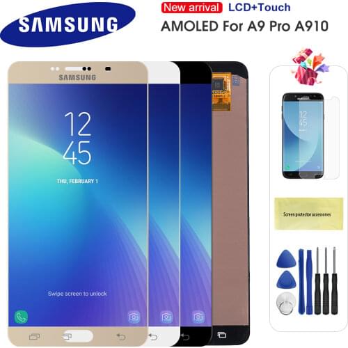 Super AMOLED Display For Samsung Galaxy A9 Pro 2016 A910 LCD Touch Screen Digitizer Assembly For Samsung A910 A910F SM-A910F