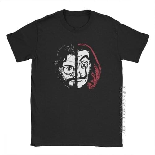 La Casa De Papel Profesor T-Shirt Mens Money Heist Novelty Tee Shirt O-Neck Cotton House Of Paper Clothes Plus Size T Shirts