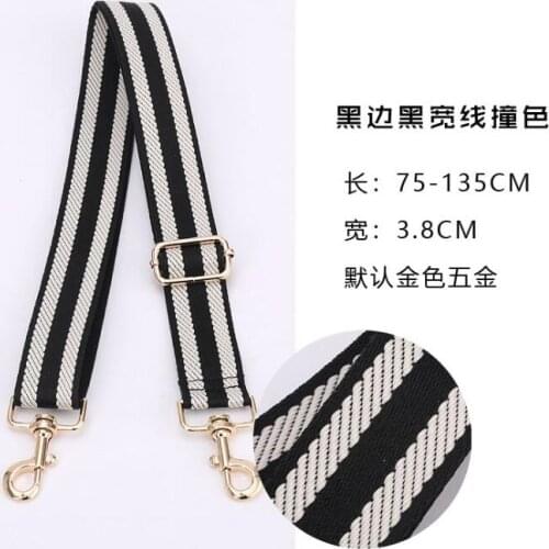 Contrast Bag Strap Accessories for Women Adjustable Shoulder Handbag Stripe Straps Decorative Handle Replacement Ornament Black