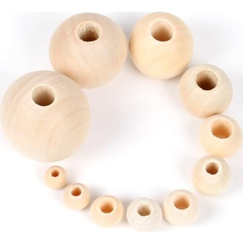 10/12/14/15/16/18/20/25/30/35/40mm Natural Wood Beads Big Hole Beads For Jewelry Making Diy Craft Chewable Baby Teether Pacifier