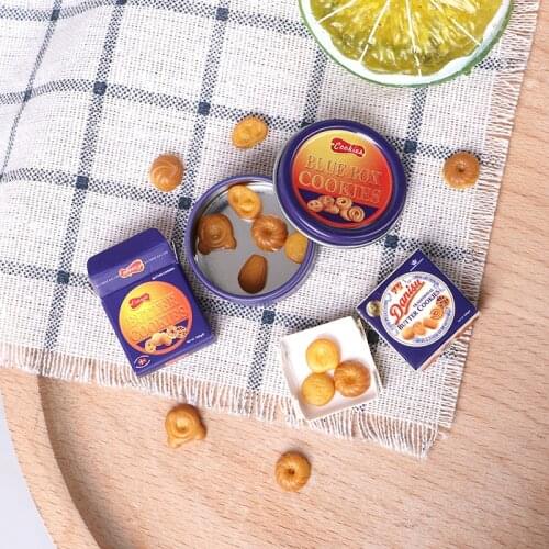 1 Set Dollhouse Miniature Food Mini Cookies With Box Metal Pretend Food Dolls Kitchen Toys