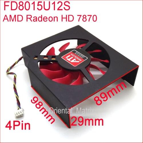 Free Shipping FD8015U12S 75mm 12V 0.5A 4 Wire Video Card Cooler Fan For MSI R7950 AMD/ATI Radeon HD 7870 Cooling Fan