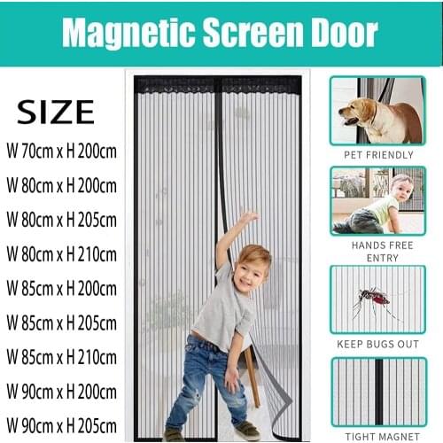 Magnetic screen door heavy-duty insect-proof net curtain, with powerful magnet and full frame, no gaps in the insect-proof door