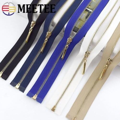 Meetee 2/5pcs Metal Zipper 3# 40/50/60/70cm Open End Zip for Sew Bags Purse Down Jacket Skirt Clothing Sewing Accessory ZA048