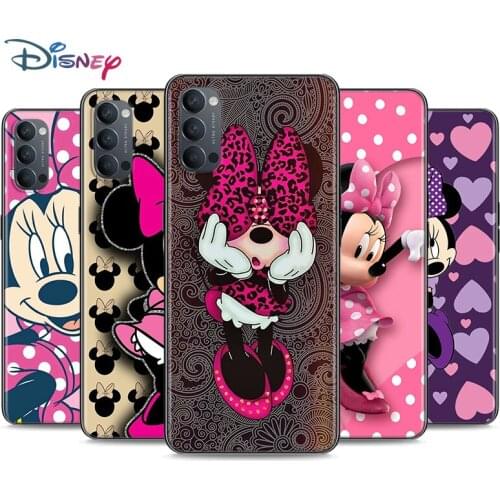 Minnie Mouse Soft Black Silicone Cover For OPPO Reno 5 Pro+ 3 4 Lite F SE Z Pro 4G 5G Phone Case Shell