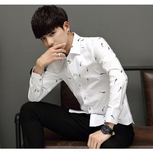 Mens Clothing 2021 New Cotton Long Sleeve Men Shirt Fashion Trend Printing Mens Shirt Mens Dress Shirts Plus Size 5XL