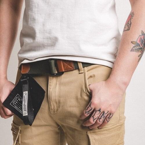 Maden Men’s Vintage Canvas Web Tactical Belt With Double D-Ring Black Khaki Green