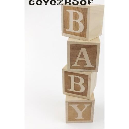 4Pcs Natural Nursery Blocks 4cm Baby Blocks Rustic Baby Girl or Boys Nursery Decor Christmas Kids Gifts Children Toys
