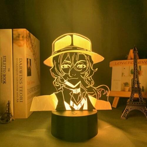 Bungo Stray Dogs Led Night Light Nakahara Chuuya for Bedroom Decor Gift Colorful Nightlight Anime Waifu 3d Lamp Nakahara Chuuya