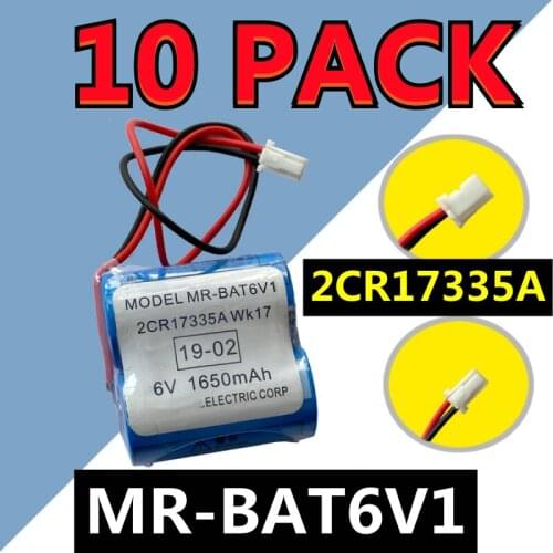 NEW DATE) 10 PACK Original For Mitsubishi MR-BAT6V1 2CR17335A WK17 6V PLC Lithium Battery With Connectors (Customizable Plug)
