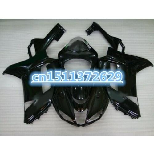 OEM Fairing For KAWASAKI 07-08 NINJA ZX 6R 636 ZX-636 10B32 ZX6R BLACK ZX-6R ZX636 07 08 2007 2008 HOT No decals Bodywork-Dor D