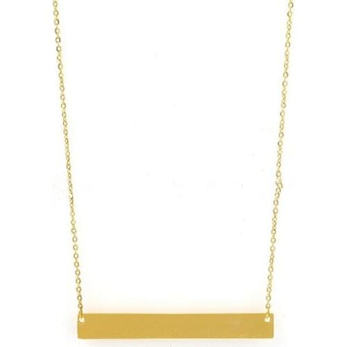 Stainless Steel Gold Color Blank Bar Pendant Necklace for Women Fashion Jewelry