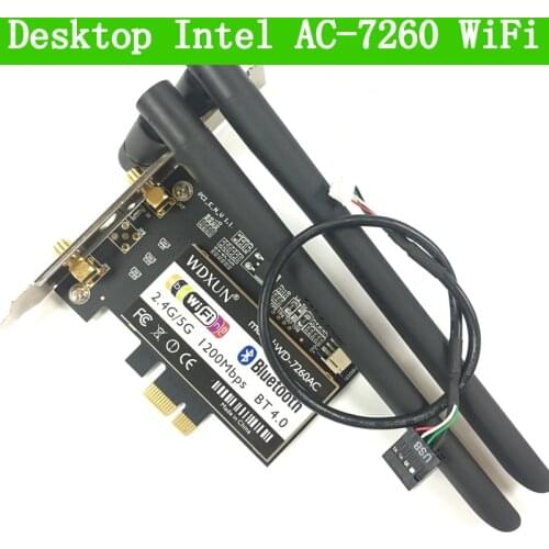 PCi Express 7260AC 2.4G / 5G Dual Band 7260HMW 867 Mbps Wireless PCI-E Wi-Fi Bluetooth 4.0 7260 WIFI CARD Desktop AC-7260 WLAN