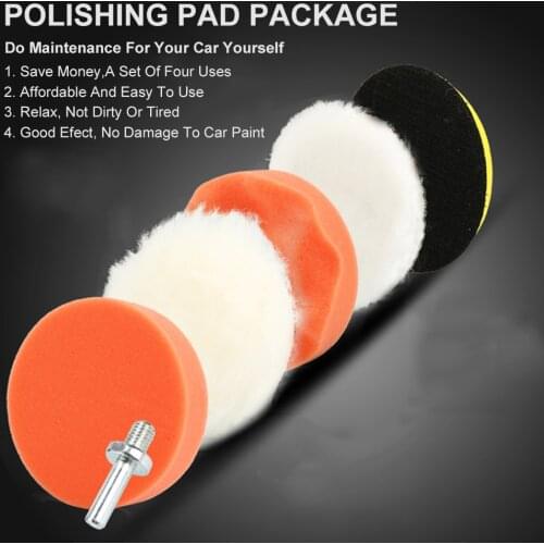 3"/4" Car Polishing Disc 6PCS Buffing Waxing Sponge Wool Wheel Polishing Pad For Car Polisher Drill Adapter