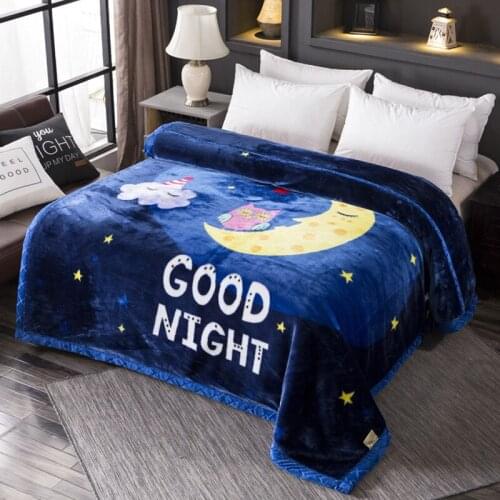 1.7KG Cartoon Laschel Fluffy Blanket Double-Layer Thicken Blanket Winter Warm Quilts Dinosaur Super Soft Blue Throw Blanket