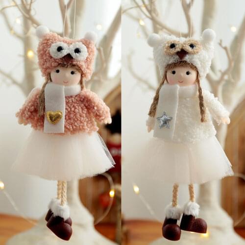 Christmas Decorations Handmade Crafts Plush Angel Girl Doll Pendant Christmas Tree Hanging Ornaments New Year 2022 Home Decor