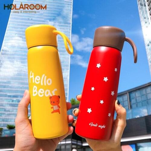 Holaroom Cute Cartoon Stainless Steel Vacuum Flasks Thermal Insulation Water Bottle Portable Vacuum Cup gourde isotherme inox