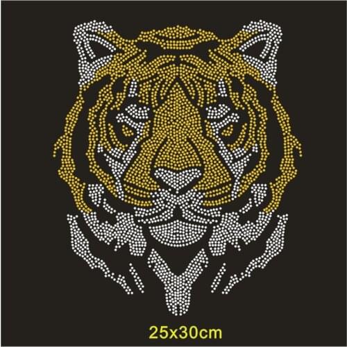 Iron On Rhinestone Transfer Tiger Iron On Patch Hotfix Rhinestones Clothing Thermal Sticker 2Pcs Garment Custom Patch SINUAN