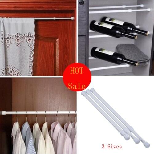 1PCS Extendable Telescopic Spring Loaded Net Voile Tension Curtain Rail Rods Adjustable Shoe Rack Clothing Hangers