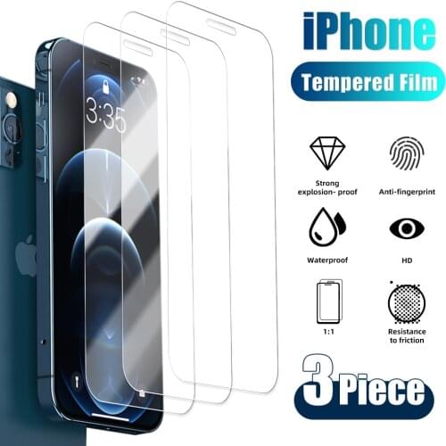3PCS iPhone 11 Pro Max Tempered Glass Full Cover Film For iPhone 12 Pro iPhone 6 6s 7 7Plus 8 8P X XR XS XS MAX Screen Protector