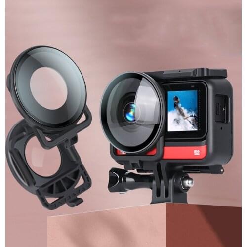 Lens Guard Protective Glass Cover for Insta360one R Panoramic Camera with Frame(Black)