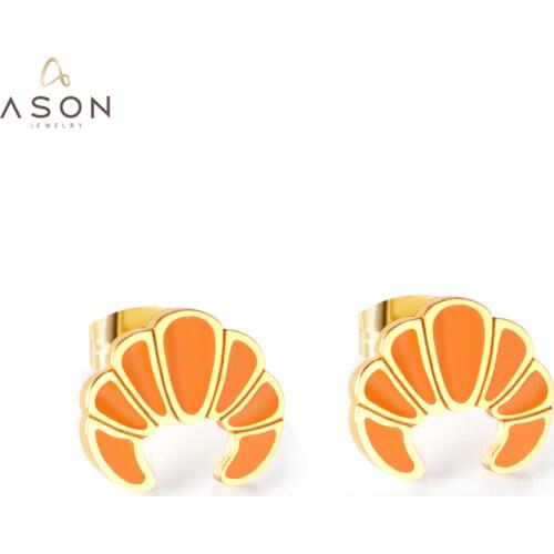 ASONSTEEL Gold Color Croissant Shape Stud Earring Stainless Steel Lovely Cartoon Earrings for Women Fashion Jewelry Accessories