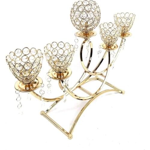 10pcs)5-Arm Bowls Tealight Candelabra Candle Holder-Gold qq487