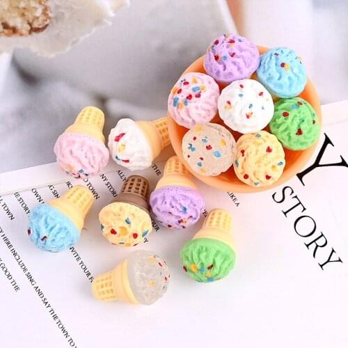 10Pcs/set Lovely Simulation Food Resin Cabochon Miniature Ice Cream DIY Jewelry Accessories Scrapbooking Crafts Party Favor