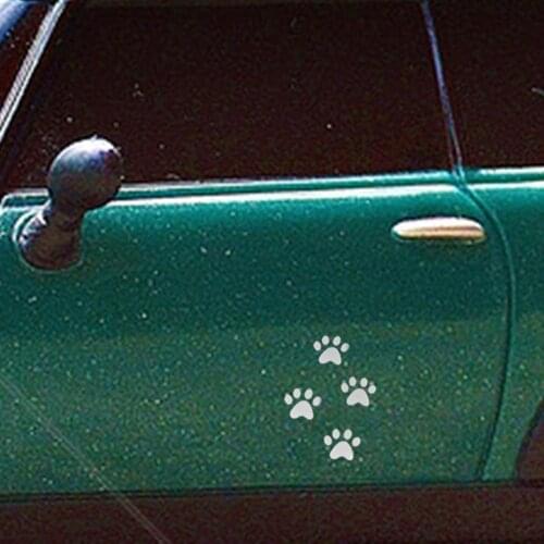 12pcs Reflective Car Sticker Cute Funny Cat Dog Panda Paw Printed Decals Car Window Motorcycle Styling Decor Accessories Sticker