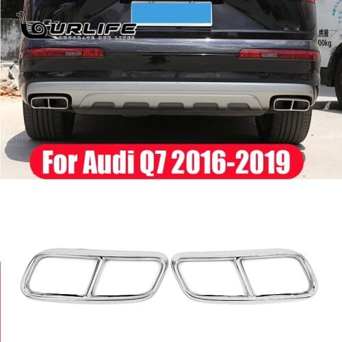 2pcs/set Rear Dual Exhaust Muffler Tail Decor End Pipe Tip Cover Trim Stainless Steel For Audi Q7 2016 2017 2018 2019