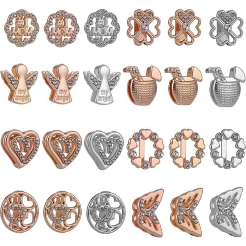 2Pcs/Lot New Design 10mm Crystal Heart Charm Slide Beads Fits Brand Stainless Steel Mesh Bracelets For Women Jewelry Gift