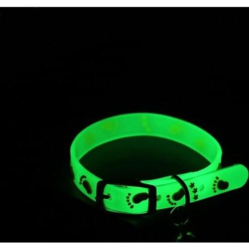 2021 New Glowing Dog Cat Collar Anti-Loss Fluorescent Silicone Cat Collar Necklace With Bells Dog Neck Ring Cat Dog Accessories
