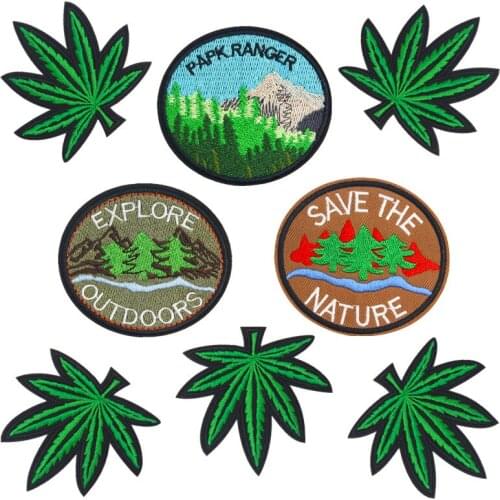 30pcs/lot Embroidery Patch Maple Hemp Woods Clothing Decoration Backpack Sewing Accessories Diy Iron Heat Transfer Applique