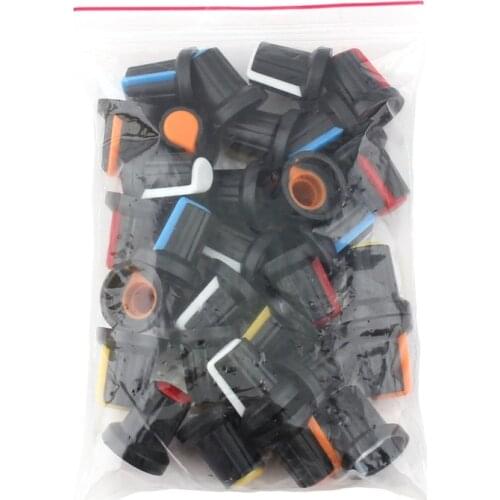 30PCS/lot WH148 Potentiometer Knob Cap(copper core) 15X17mm 6mm Shaft Hole AG2 Power Adapter switch Caps 5value*6PCS=30PCS