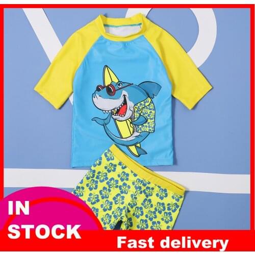4# Floral Swimsuit Kids Swimwear Swimsuit Summer Short Sleeve Swimwear And Surfwear O-neck Swimsuit For Boy Купальник Детский