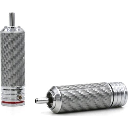 4pcs hi-end RCA plug hifi audio Carbon Fiber Rhodium plated plug Non Solder RCA Phono Male plug connector