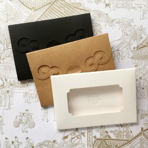 50pcs/lot- Retro kraft paper postcard packaging boxes white black paper with window Envelopes Pack wedding party favor