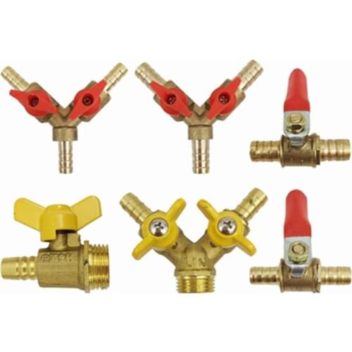 8mm 10mm Hose Barb x 1/2" BSP Male Female Thread 3 Three Way Brass Ball Valve Pipe Fitting Connector Adapter For Fuel Gas Water