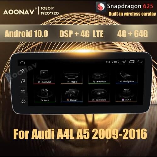 12.3 Inch 8Core 4+64G Android 10.0 Snapdragon 625 car radio GPS For Audi A4L A5 2009-2016 multimedia DVD player Head Unit