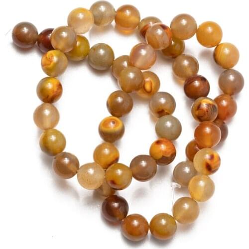 Wholesale Yellow Fire Agates Natural Stone Beads 6mm 8mm 10mm Round Loose Beads for Jewelry Making Accessories Bracelet DIY