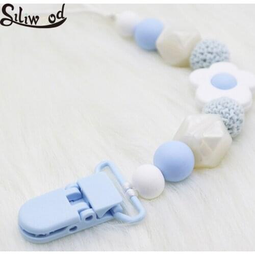 Pacifier Clip Flowers Soother Holder Silicone Beads Teething Pacifier Chain Toys Cute Shower BPA Free Dummy Clip Baby Products